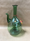 Italian Green Blown Glass Ice Chiller Decanter With Straw Stopper (A)