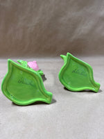 Pair Of Pink And Green Tulip Vases
