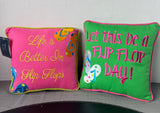 Pair of Embroidered Flip Flops Accent Pillows