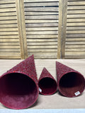 Trio Of Red Beaded Cone Christmas Trees By Crate & Barrel
