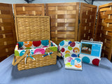 Picnic Basket with Paper Products and Table Cloth