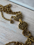 Goldette Vintage Layered Gold Tone Necklace with Purple Intaglio Glass Cameo Pendant