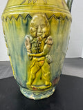 Italian Majolica Carved Vintage Pottery Jug and Vase AS IS (READ DESCRIPTION CAREFULLY)