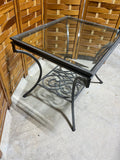 Glass Top End Table with Heavy Metal Base