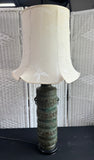 James Mont Style Embossed Patinaed Metal Urn Vintage Table Lamp (WORKS)