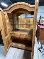 Rustic Armoire with Glass Shelves ***HEAVY ITEM***READ DESCRIPTION CAREFULLY***