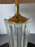 Pressed Glass Brass Vintage Table Lamp (WORKS)