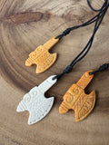 3-Piece Etched Tomahawk Pendant Necklaces on Black Cords