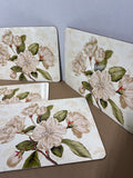 Williamsburg Garden Camellia Cork Back Placemats With Case - Set Of 4 (B)