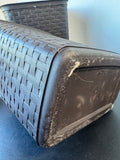 Pair of Sterilite Brown Basketweave Plastic Waste Baskets