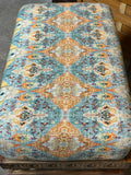 Carved Ottoman with Multicolor Cushion