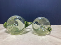 Blown Green Glass Sugar Dish and Creamer Set