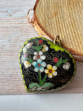Floral Cloisonné Puffed Heart Pendant