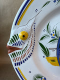 Quimper Mistral Blue Fish Faience Decorative Plate