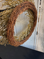 Gold Sequin Grapevine Spray Wreath with Ornaments