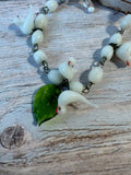Venetian Murano Glass Vintage White Bird Necklace