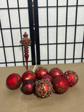 10 pc Red Ornaments,  Lot (A)