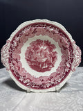(Y) Mason’s England Vista Pink China Handled Round Vegetable Bowl