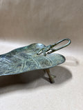 Heavy Weight Footed Metal Leaf With Frog