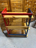 Red/Blue/Wood Tone Shelf