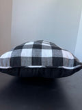 Merry Christmas Black & White Buffalo Check Throw Pillow
