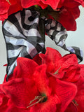 Faux Amaryllis & Berry Topiary in Urn
