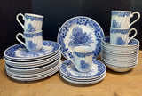 35-Piece Churchill England Myott Factory Blue Thanksgiving China Set