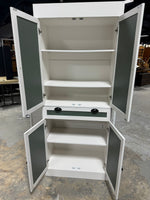 White & Sage Green Kitchen Pantry Cabinet & Cupboard