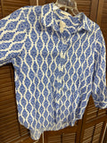 Blue And White Womens Chicos Button Up High Low Blouse SIZE 2