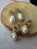 Pair of Vintage Faux Pearl & Gold Tone Earrings (E)