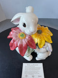 Fitz & Floyd Bunny Blooms Cookie Jar in Box
