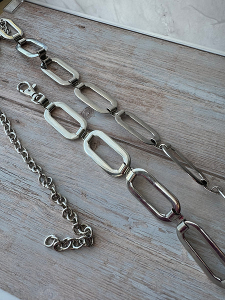 Retro Silver Tone Chain Adjustable Belt