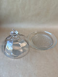 Clear Glass Butter Dome With Etched Tray
