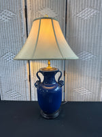 The Bradburn Gallery Blue Twist Handled Pottery Lamp (WORKS)