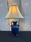 The Bradburn Gallery Blue Twist Handled Pottery Lamp (WORKS)