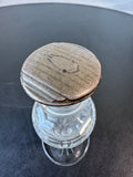 Floral Etched Vintage Glass Perfume Bottle with Sterling Silver Accented Stopper