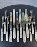 12-Piece Landers Frary & Clark Vintage Flatware Set with Mother of Pearl and Sterling Silver Handles