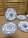 English Ironstone Blue Floral Dessert Plates - Set Of 6