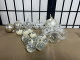 20 pc Clear Glass/Gold Ornaments, Lot D