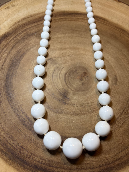 White Plastic Beaded Necklace