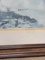 Watercolor of Landcape/Deer ; Signed Sagreco