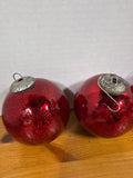 4 Red Mercury Style Heavy Ornaments With Silverplate Caps