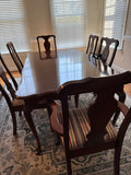 Dining Set: Table, 2 Leafs, Table Pads, and (6) Chairs ***HEAVY ITEM***READ DETAILS ON PICK UP POLICY***