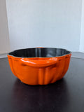 Orange Smith & Clark Ironworks 2 Qt Enameled Cast Iron Pumpkin Dutch Oven
