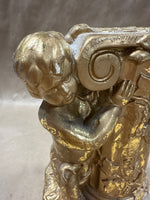Cherubs Holding Onto Pillar Bookend