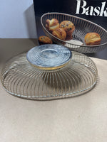Silver Plate Bread Basket With Basket