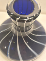 Heavy Cobalt Blue & White Striped Vase/Hookah Base