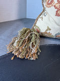 Aubusson Style Floral Throw Pillow with Tassels