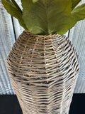 Faux Sunflowers in Wicker Woven Floor Vase