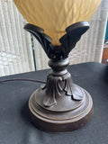 Pair of Ornate Resin & Glass Urn 3-Way Table Lamps (WORKS)